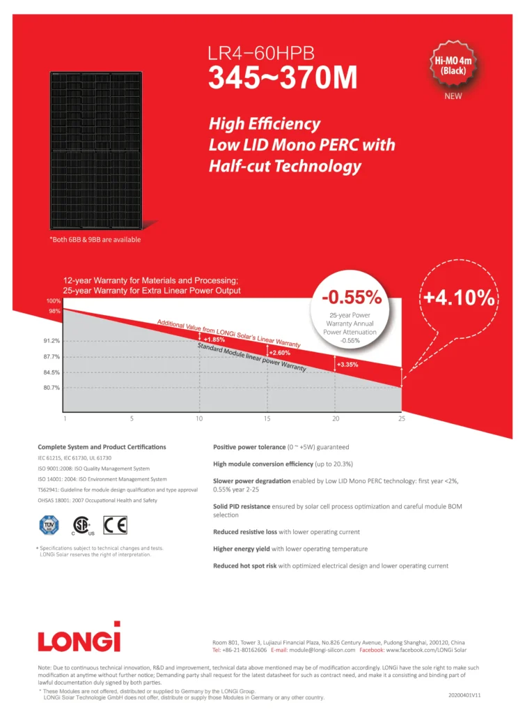 Longi 350W monocrystalline solar Module