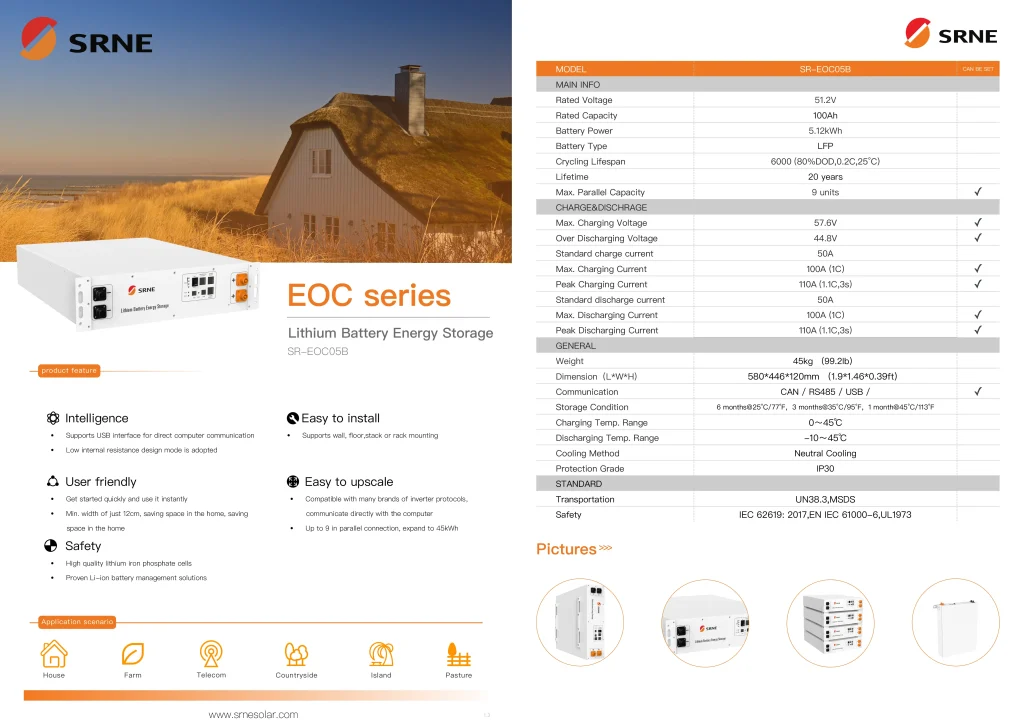 SRNE 5.12kWh Lithium Battery