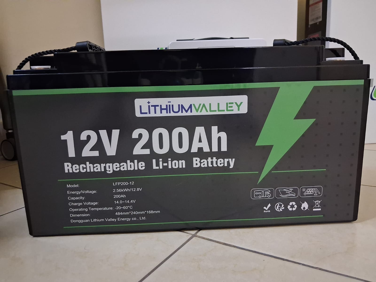 Lithium Valley 12.8V 200Ah 2.56kWh LiFePO₄ Battery