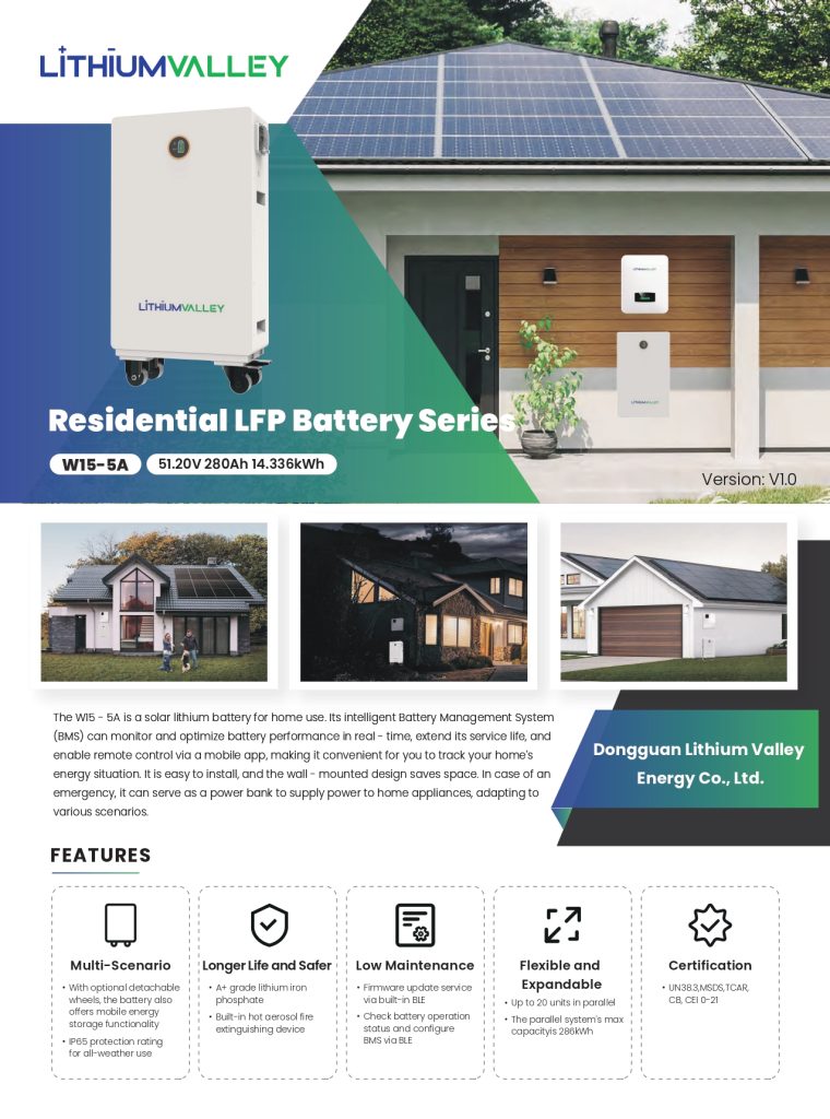 Lithium Valley 51.2V 280Ah 14.336kWh Wall Mount Lithium Battery